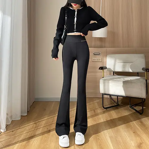 Women Black Flared Slimming Pants Spring Fall 2025 - Image 5