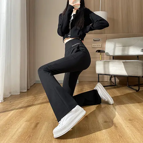 Women Black Flared Slimming Pants Spring Fall 2025 - Image 6