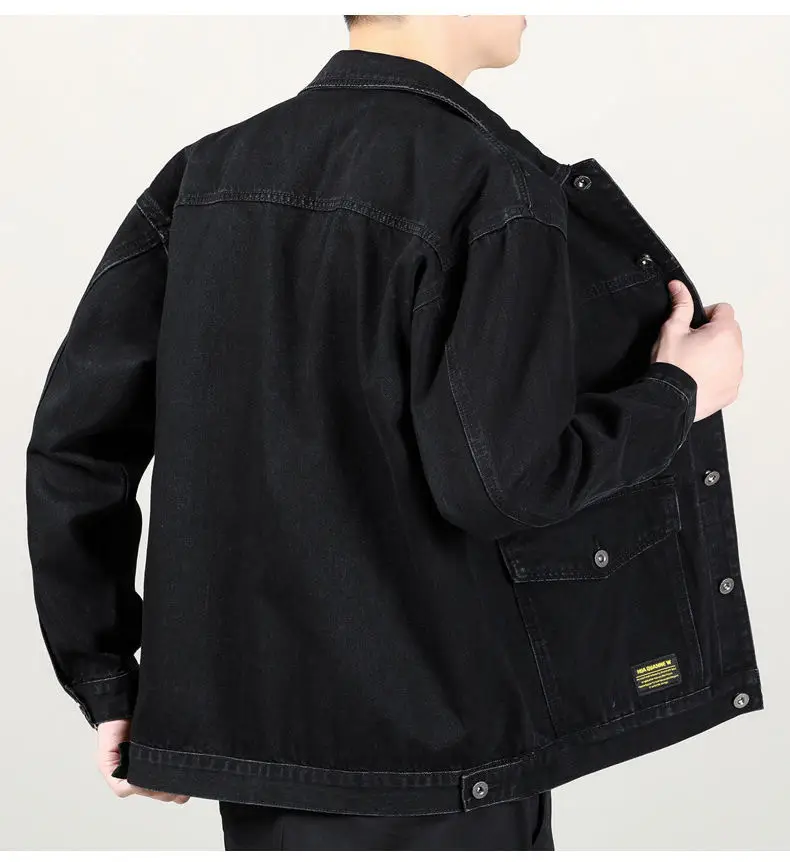 Men Denim Jacket Grey Multi-Pocket Large — feature 10