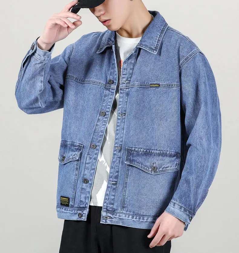 Men Denim Jacket Grey Multi-Pocket Large — feature 13