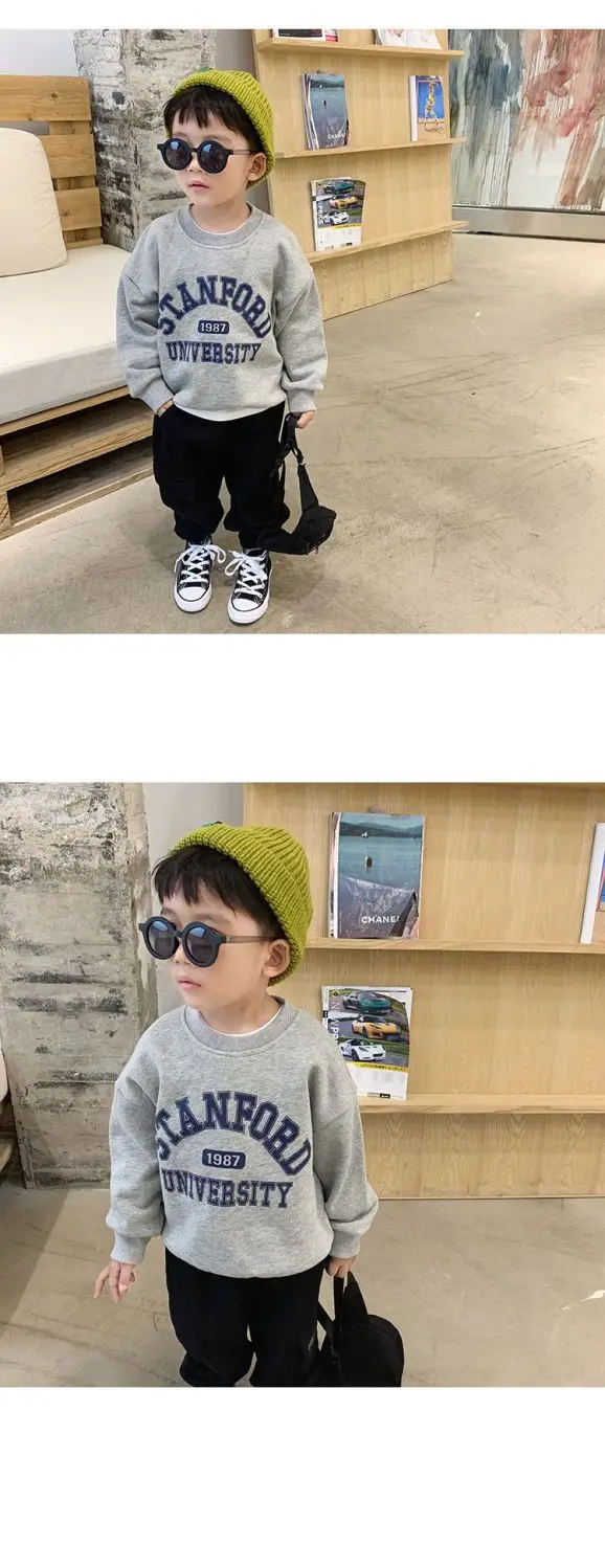 Cotton Letter Print Sweatshirt for Boys Winter Casual Set — feature 3