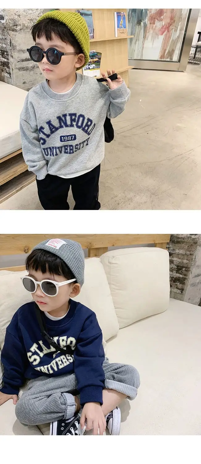 Cotton Letter Print Sweatshirt for Boys Winter Casual Set — feature 4