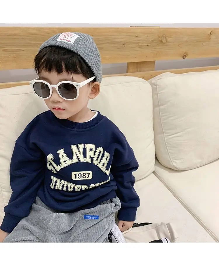 Cotton Letter Print Sweatshirt for Boys Winter Casual Set — feature 5