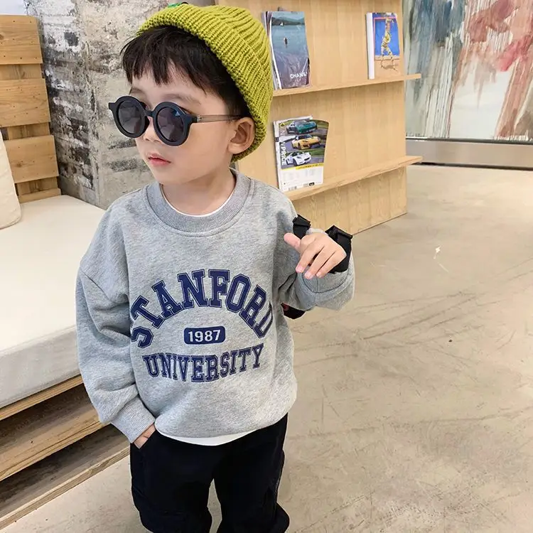 Cotton Letter Print Sweatshirt for Boys Winter Casual Set — feature 9