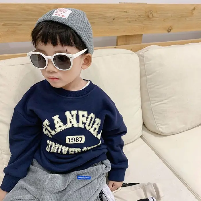 Cotton Letter Print Sweatshirt for Boys Winter Casual Set - Image 2
