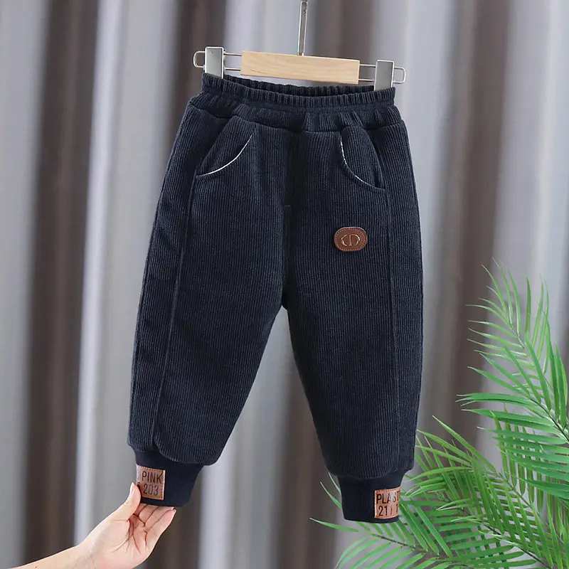 Winter Black Cotton Padded Kids Pants for Boys