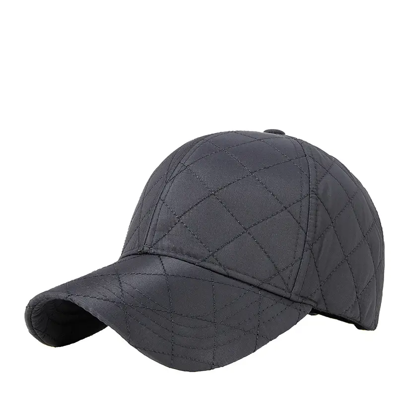 2025 Quilted Baseball Cap for Men Women Cold Warm Black - Image 6