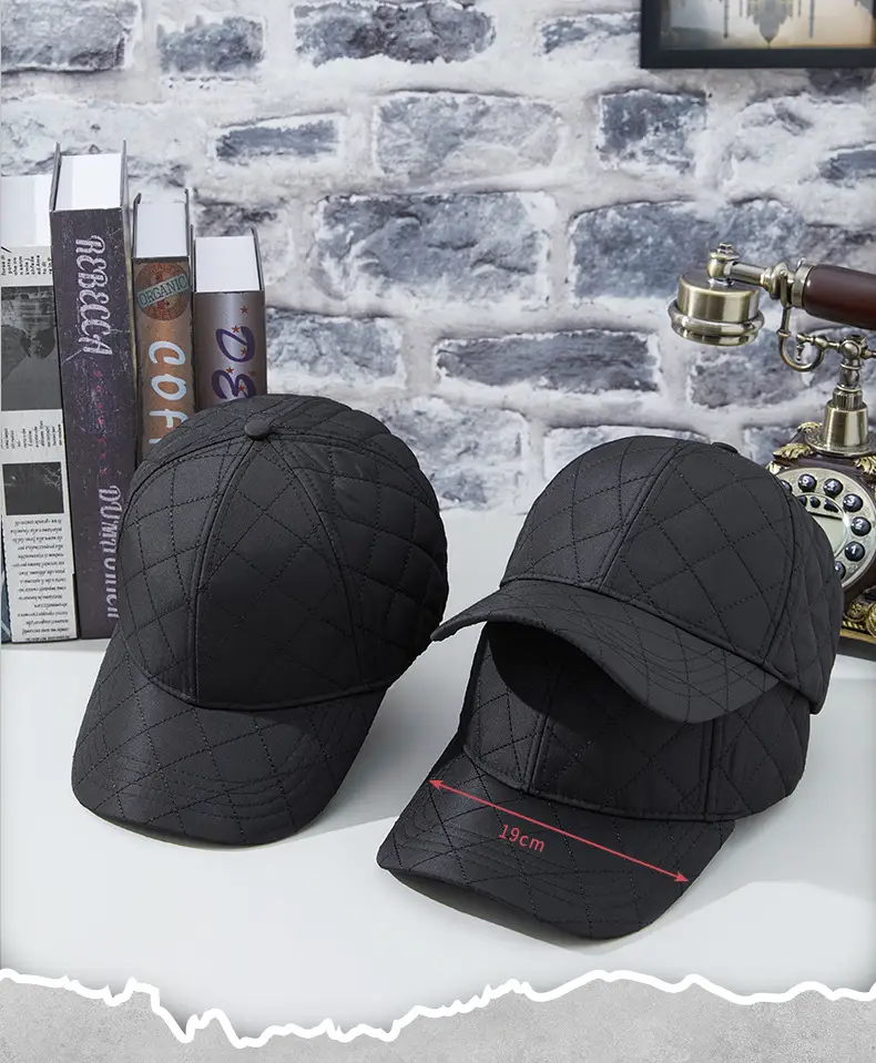 2025 Quilted Baseball Cap for Men Women Cold Warm Black — feature 10