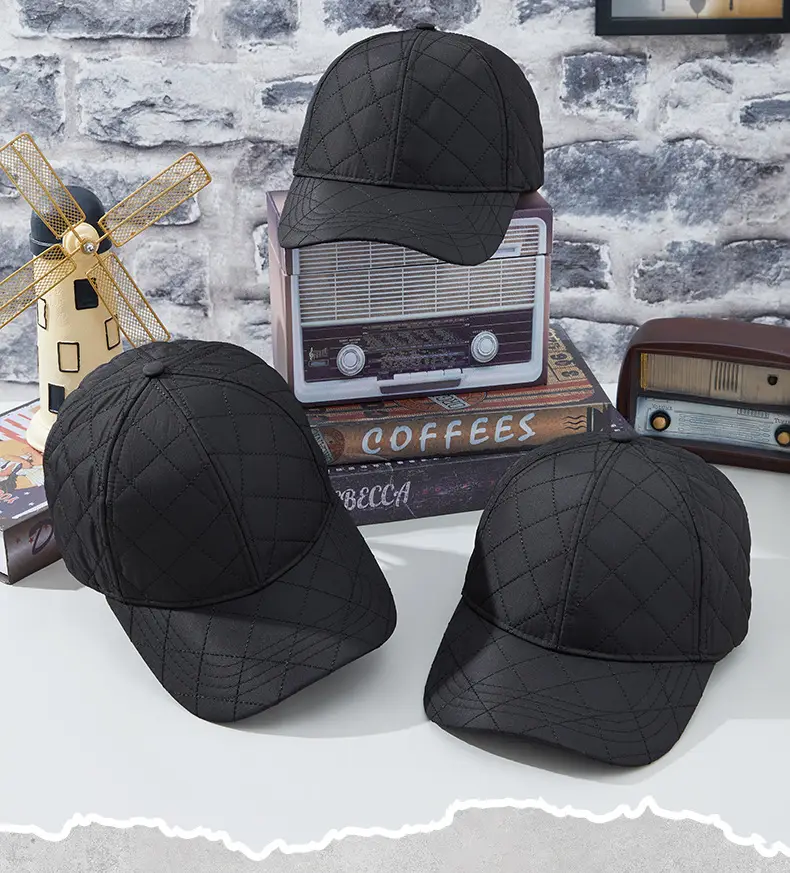 2025 Quilted Baseball Cap for Men Women Cold Warm Black — feature 13