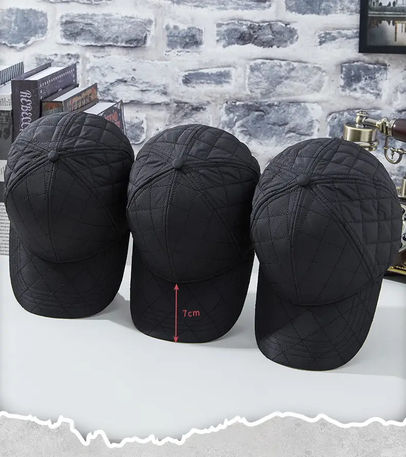 2025 Quilted Baseball Cap for Men Women Cold Warm Black — feature 19
