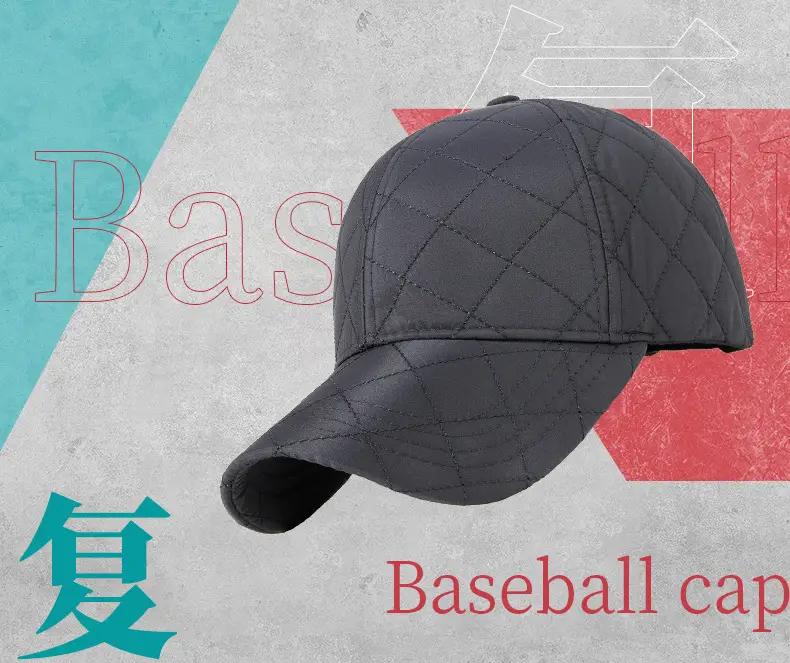 2025 Quilted Baseball Cap for Men Women Cold Warm Black — feature 2