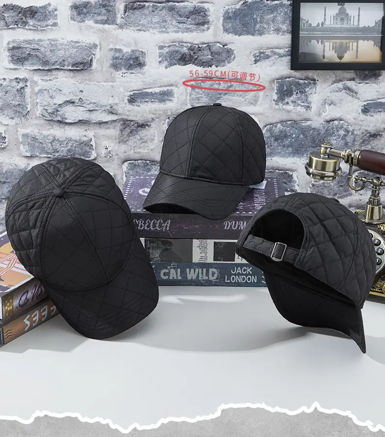 2025 Quilted Baseball Cap for Men Women Cold Warm Black — feature 22