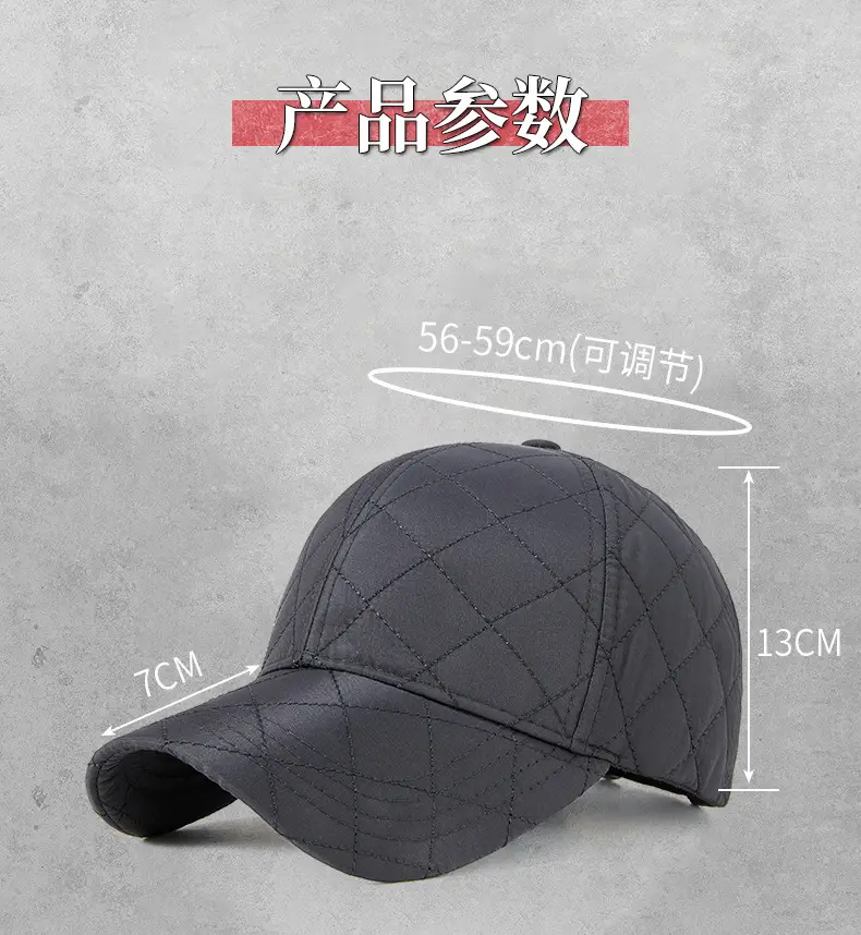 2025 Quilted Baseball Cap for Men Women Cold Warm Black — feature 24