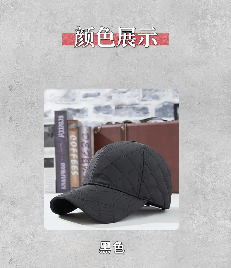 2025 Quilted Baseball Cap for Men Women Cold Warm Black — feature 27