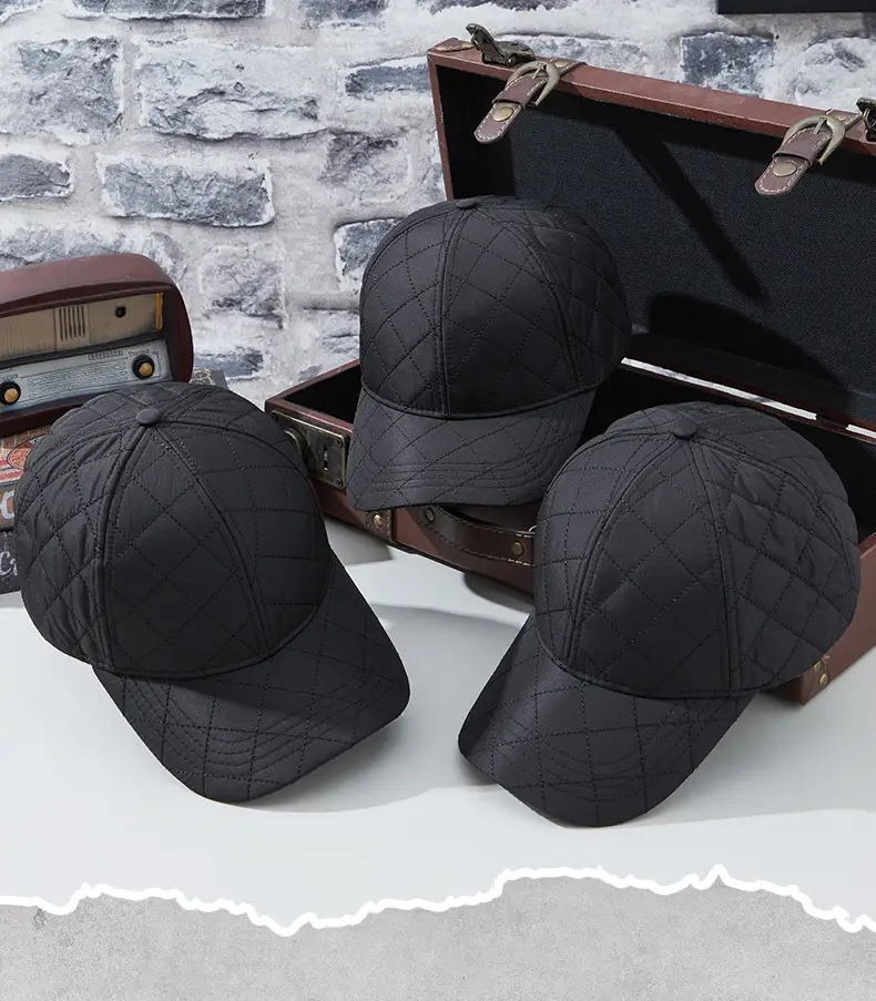 2025 Quilted Baseball Cap for Men Women Cold Warm Black — feature 4