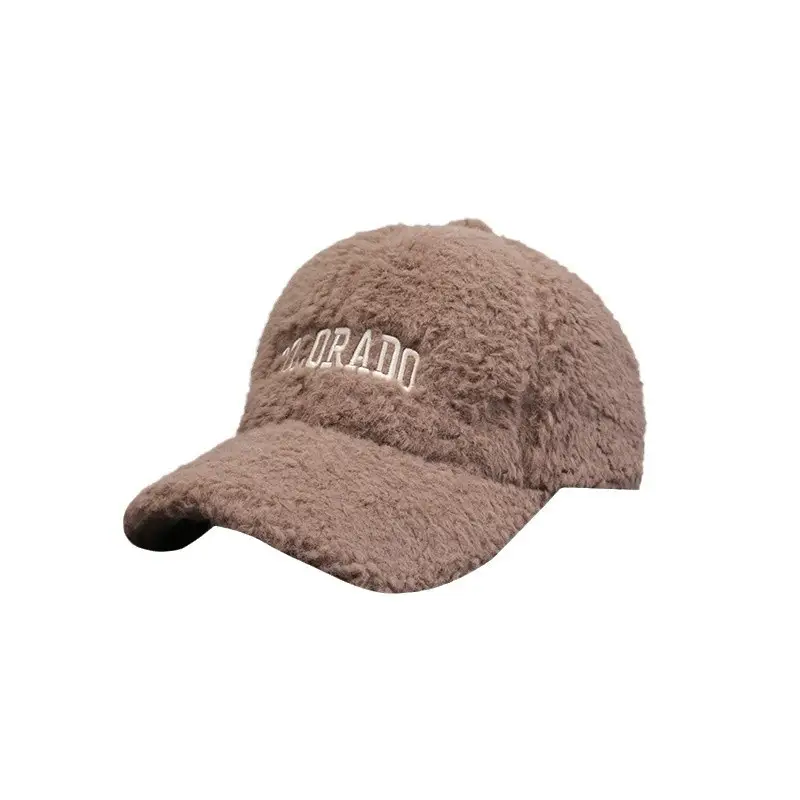 Lamb Wool Plush Baseball Cap for Women Winter Warm