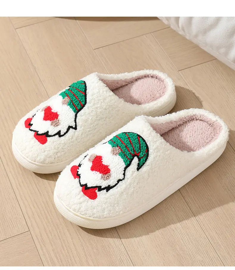 New Christmas Elk Cotton Slippers for Men and Women Autumn and Winter Cute Cartoon Home Non-Slip Indoor Plush Cotton Shoes for Couple