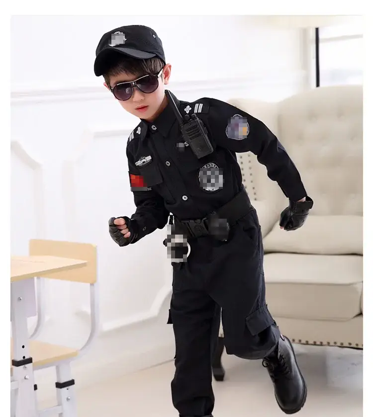 Children's Police Uniform Special Soldier Suit Black Military — feature 15