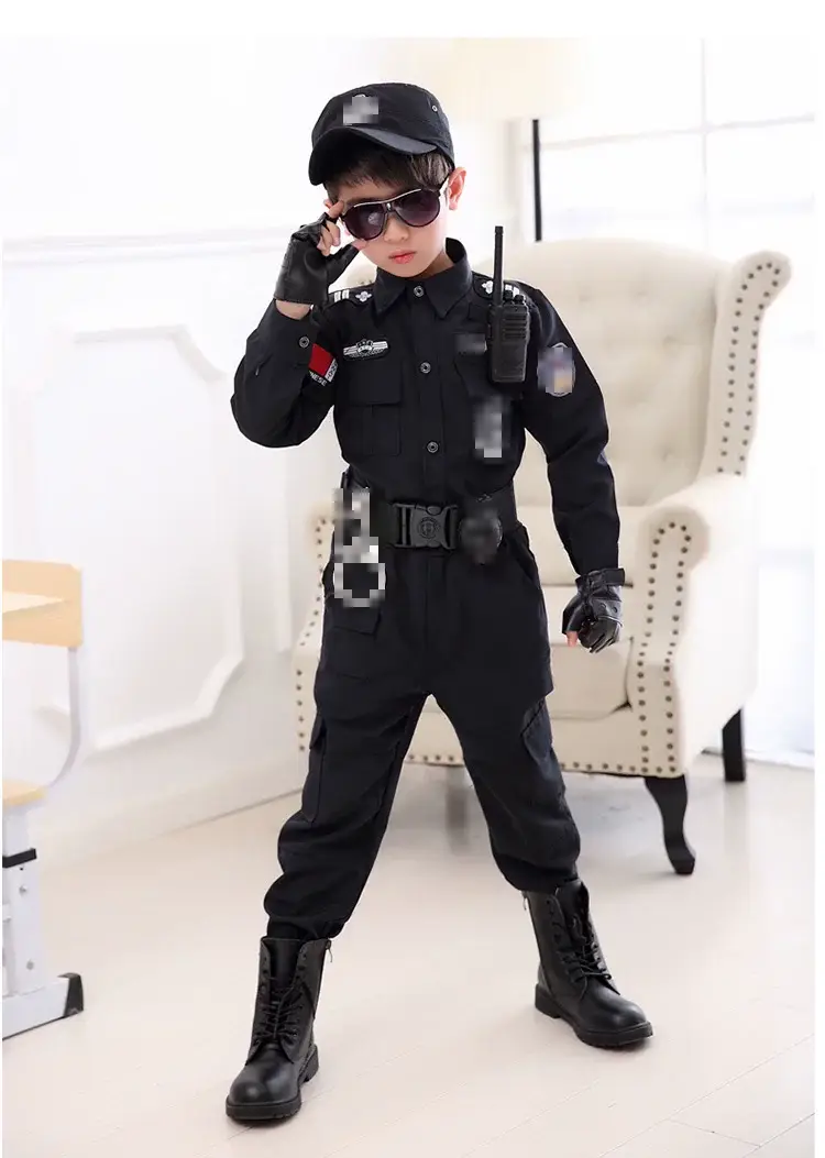 Children's Police Uniform Special Soldier Suit Black Military — feature 16