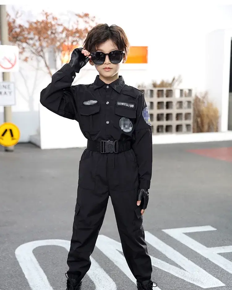 Children's Police Uniform Special Soldier Suit Black Military — feature 20