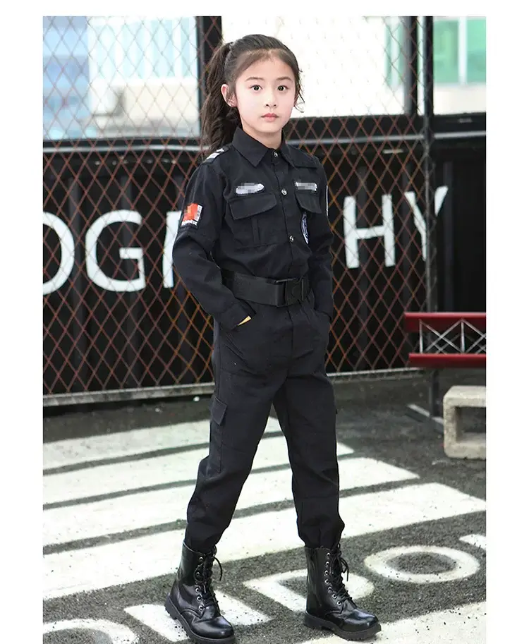 Children's Police Uniform Special Soldier Suit Black Military — feature 21