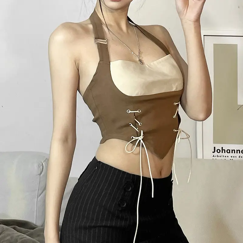 Women's Slim Fit Contrast Top with Lace Trim