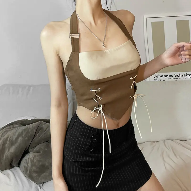 Women's Slim Fit Contrast Top with Lace Trim