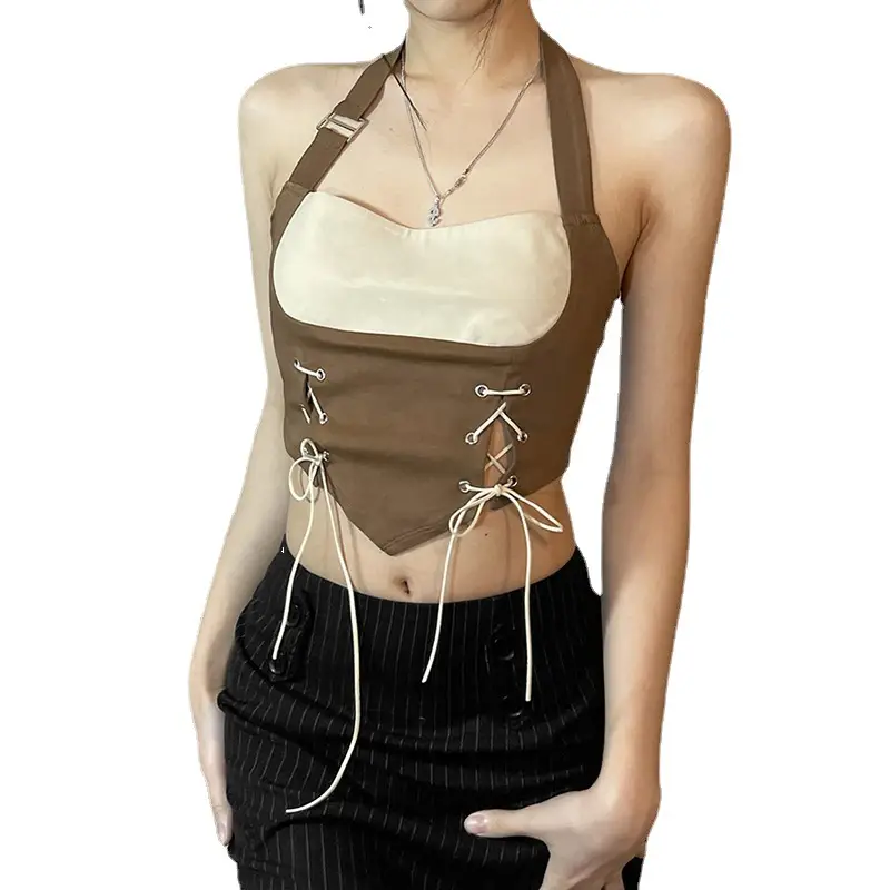 Women's Slim Fit Contrast Top with Lace Trim