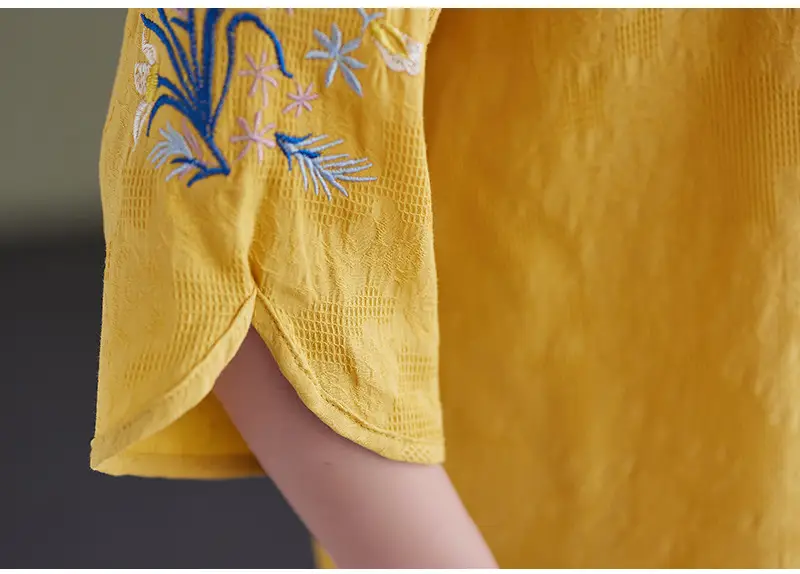 Women 2025 Embroidered Floral Shirt with Stand-Up Collar — feature 28