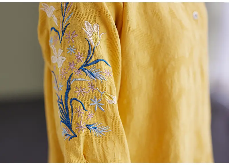 Women 2025 Embroidered Floral Shirt with Stand-Up Collar — feature 29