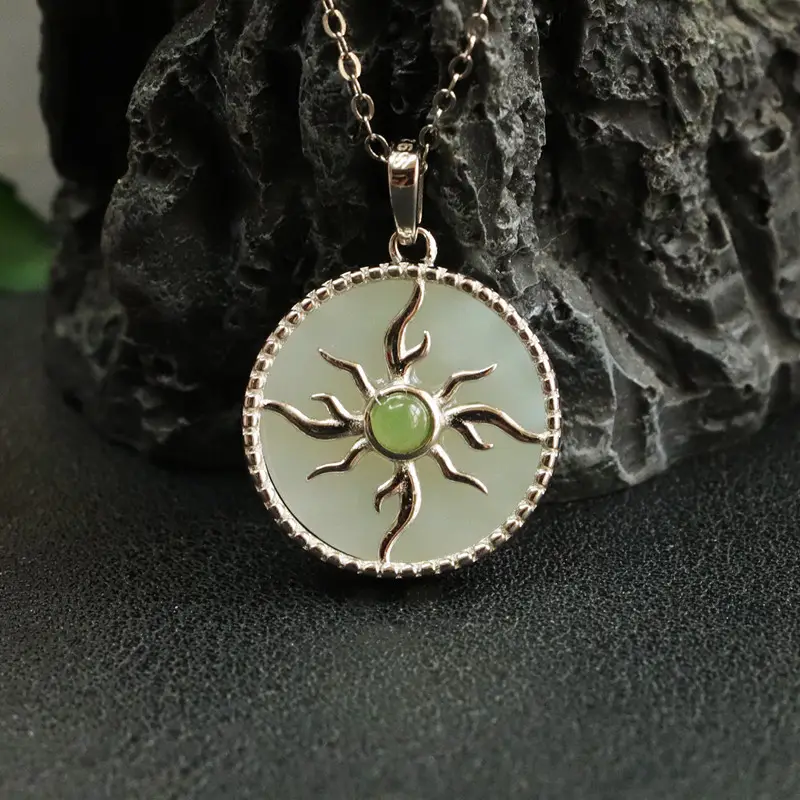 Guan Yu S925 Silver Inlaid Hetian Jade Pendant — feature 4