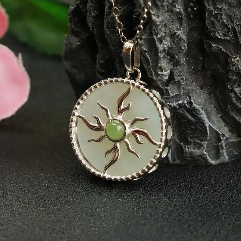 Guan Yu S925 Silver Inlaid Hetian Jade Pendant — feature 5