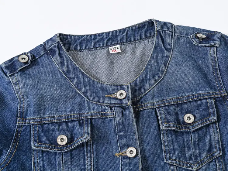 Women Denim Jacket Round Neck Large Casual 2022 — feature 4