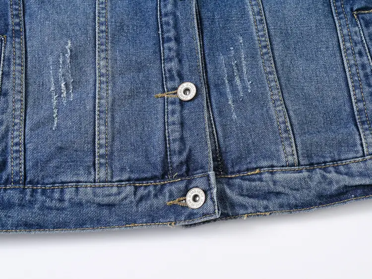 Women Denim Jacket Round Neck Large Casual 2022 — feature 8