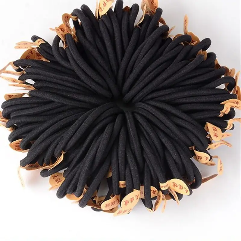 Black Rubber Hair Ties for Women Seamless High Elastic - Image 5