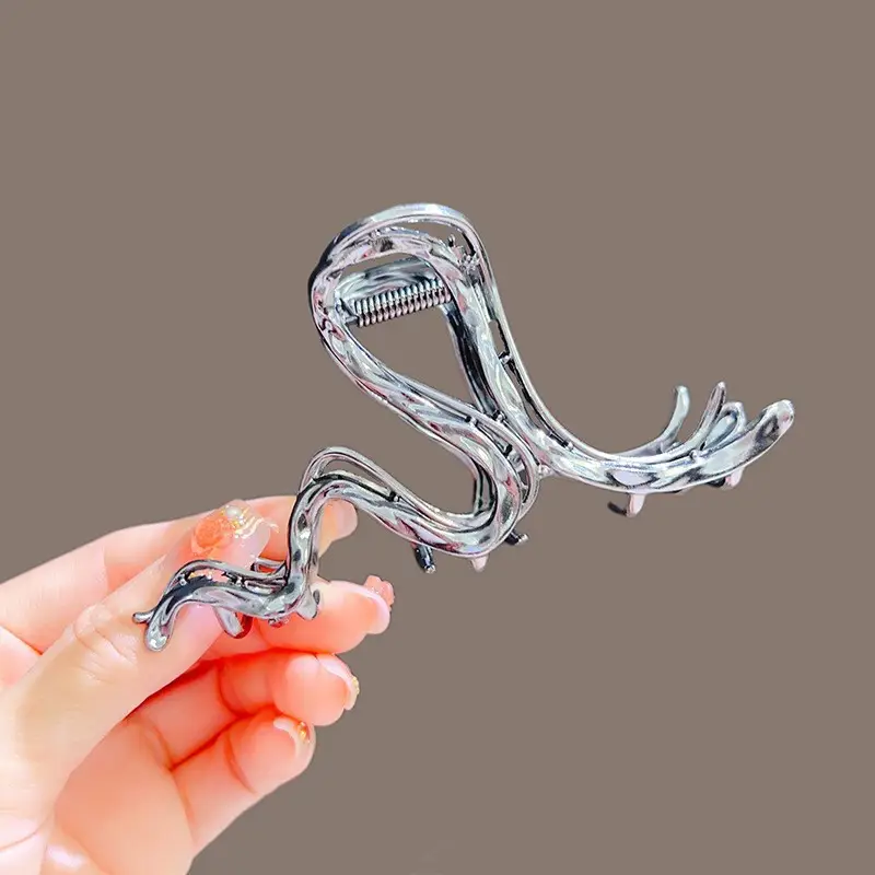 Classic Hot Summer Large Elegant Alloy Clip Female Pearl Diamond Shark Clip Back Head Hair Clip — feature 7