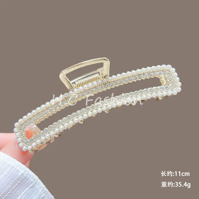 Classic Hot Summer Large Elegant Alloy Clip Female Pearl Diamond Shark Clip Back Head Hair Clip - Image 13