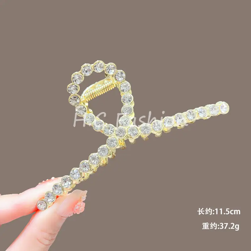 Classic Hot Summer Large Elegant Alloy Clip Female Pearl Diamond Shark Clip Back Head Hair Clip — feature 19