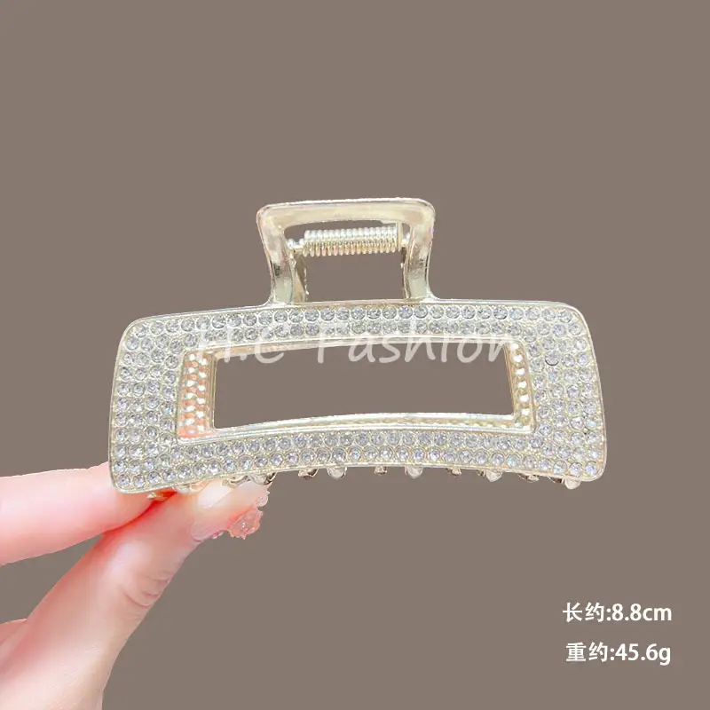 Classic Hot Summer Large Elegant Alloy Clip Female Pearl Diamond Shark Clip Back Head Hair Clip - Image 4