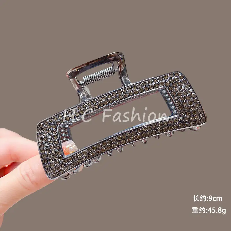 Classic Hot Summer Large Elegant Alloy Clip Female Pearl Diamond Shark Clip Back Head Hair Clip — feature 14