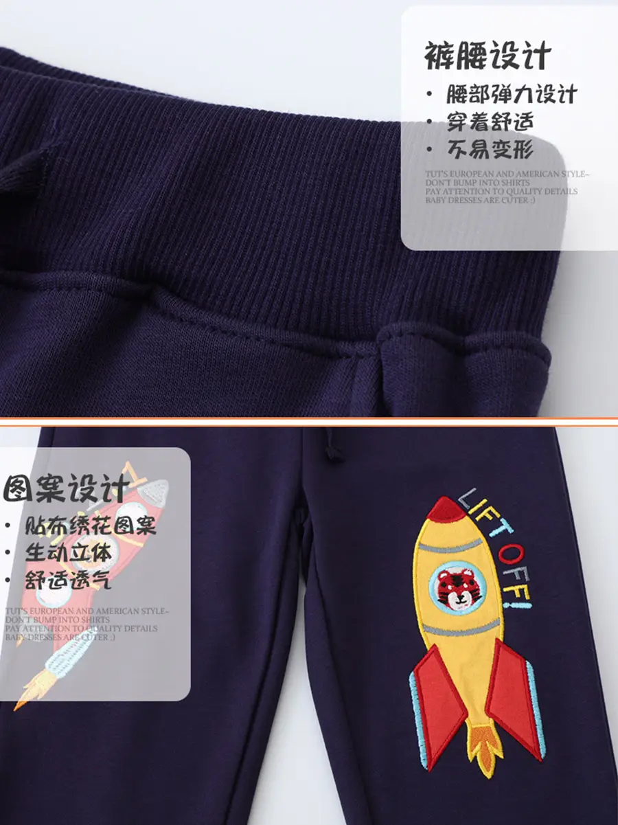 Kids Rocket Print Sweatpants Navy Blue 2025 - Image 5