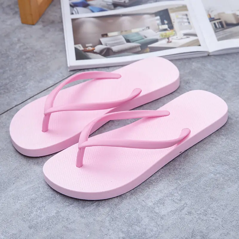 Pink PVC Flip Flops for Women Summer Wear