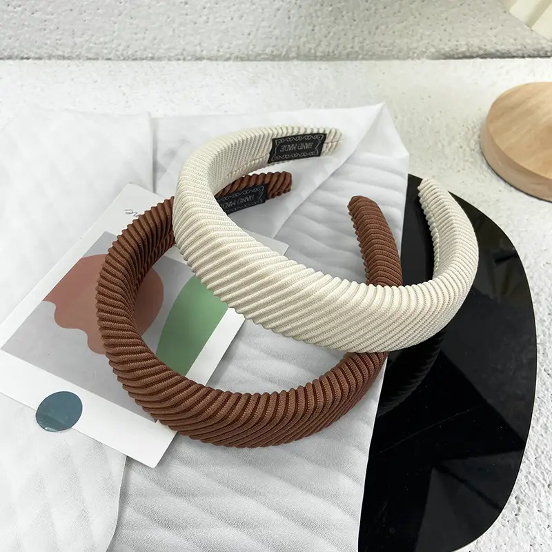 New Coarse Twill Sponge Headband Black Brown White - Image 6