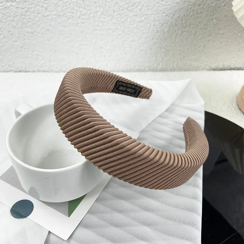 New Coarse Twill Sponge Headband Black Brown White - Image 2