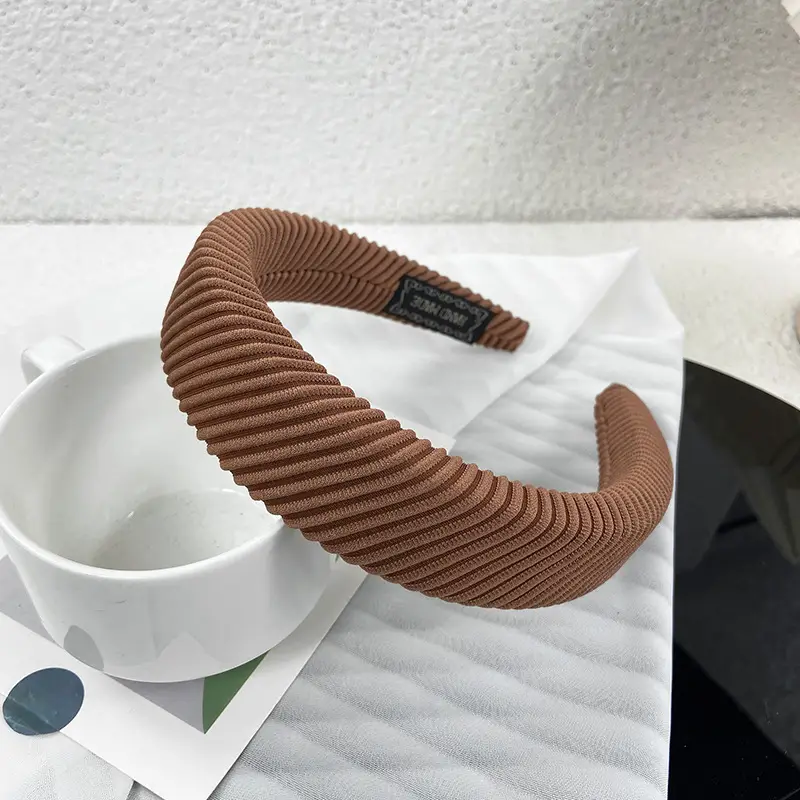 New Coarse Twill Sponge Headband Black Brown White - Image 3