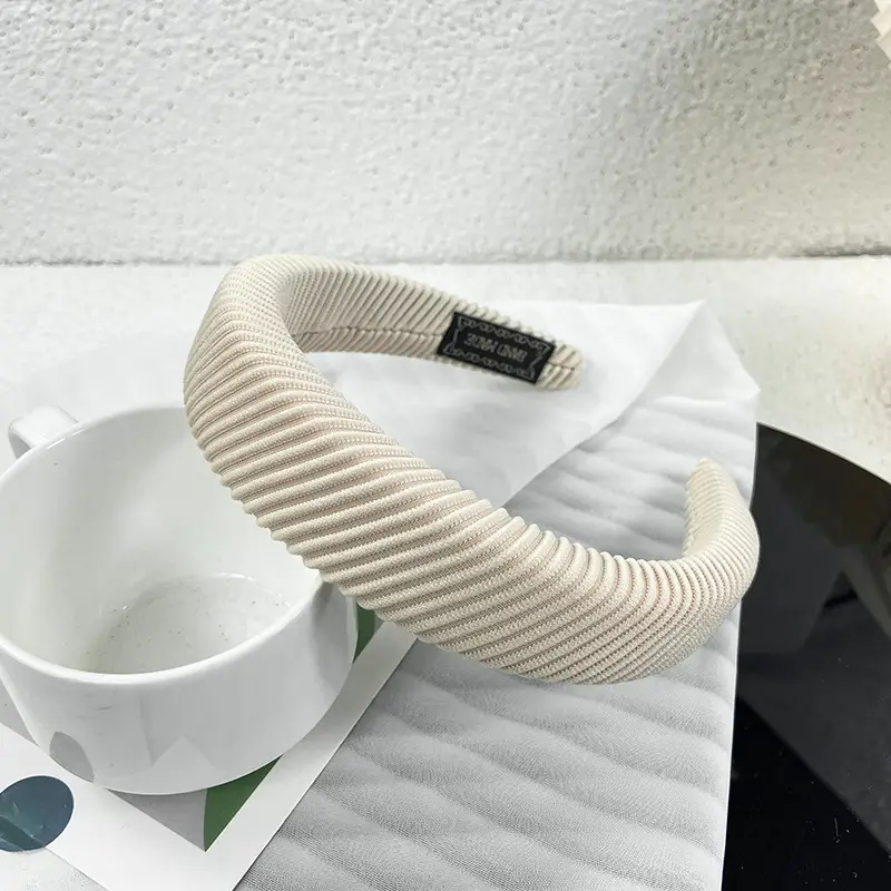 New Coarse Twill Sponge Headband Black Brown White - Image 4