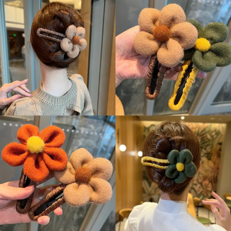 Autumn Plush Flower Hairpin for Women