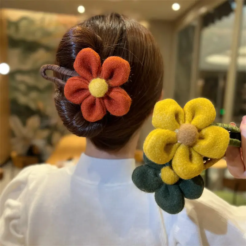 Autumn Plush Flower Hairpin for Women
