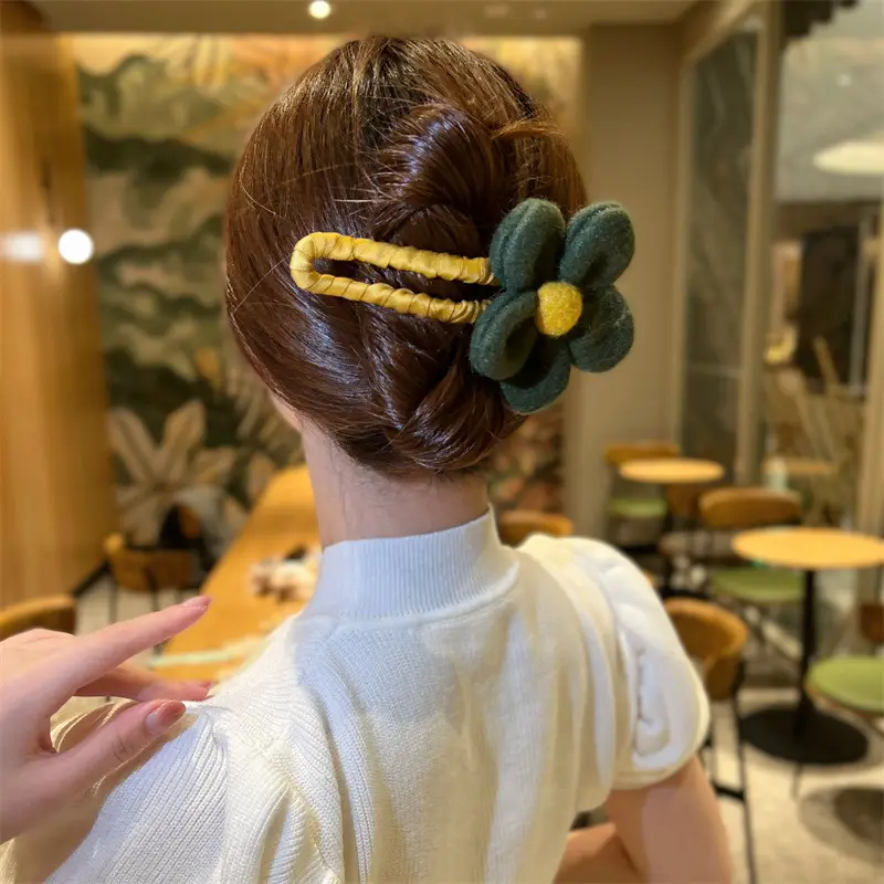 Autumn Plush Flower Hairpin for Women