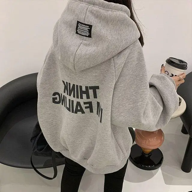 Women Oversize Hooded Fleece Coat White Thinking